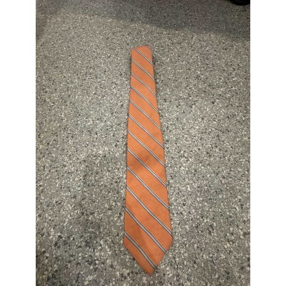 Brooks Brothers Silk Striped Necktie Orange Blue